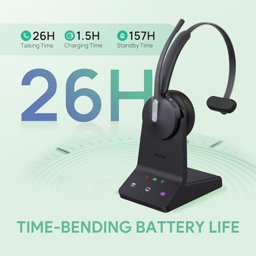 Yealink WH64 Mono UC DECT & Bluetooth Wireless Headset for Phone PC Mobile - Model WH64 Mono-UC