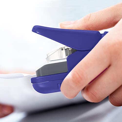 Plus Paper Clinch Compact Staple-Free Stapler Navy Blue Handheld Office Tool