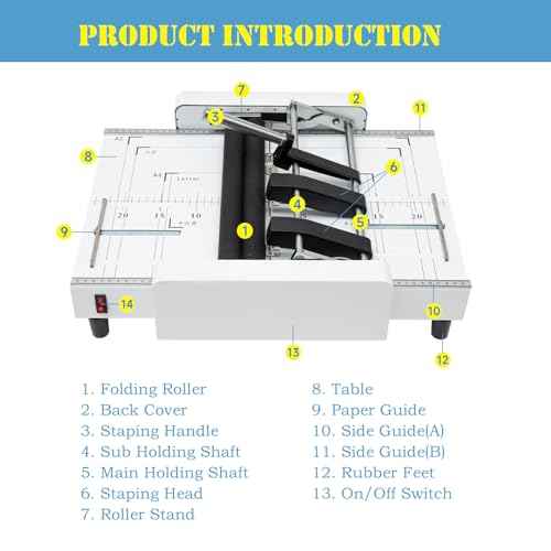 Paper Folding Machine, A3 Paper Folder Machine Automatic Booklet Maker Booklet Making Machine Paper Bookbinding Folding Machine 200-300 Booklets/Hour