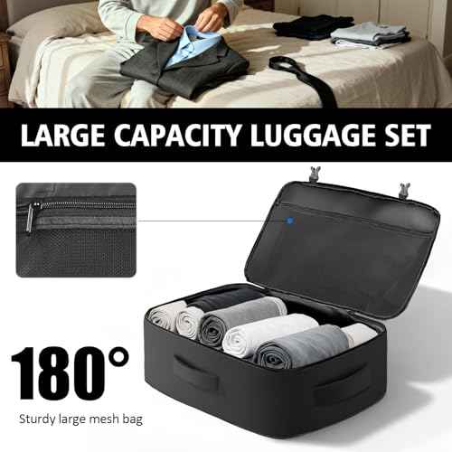Travel Backpack, Extra Large 50L Flight Approved Carry on Backpack, Expandable Waterproof Business Suitcase Daypack Big Bag Fits 18.4 Inch Laptop, Black