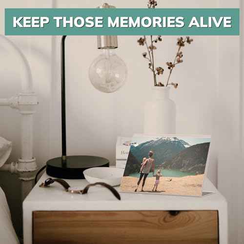 pbf 7x5 Acrylic Sign Holder | 7 x 5 Horizontal Stand Up Slanted Sign Holder | Acrylic Stands for Display | Clear Picture Frame, Menu Table Top Stand, Plastic Flyer Holder (24-Pack)