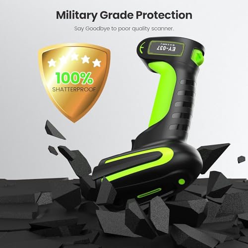Eyoyo Green Industrial 2D QR Barcode Scanner with Wireless Charging Stand