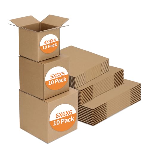 Hoikwo Bulk Shipping Boxes Assorted Sizes 4x4x4, 5x5x5, 6x6x6 - Professional Brown Cardboard Pack for Retail & Moving