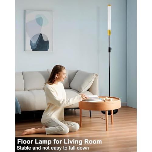 68" LED Floor Lamp for Living Room, Stepless Dimmable(10-100% Brightness) Standing Tall Lamps for Bedroom/Office, Industrial Floor Lamp, Mid Century Floor Lamps with Foot Switch-Black