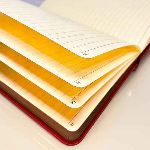 LeStallion Red Notebook For Writing - 120GSM A5 Red Journal For Fountain Pens - 210 Numbered Pages, Table Contents | High End Soft Cover Faux Leather Journal