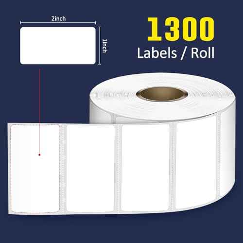 L LIKED 2" x 1" Direct Thermal Labels, Permanent Adhesive Barcode Adress Labels & Compatible with Rollo, Zebra and Other Desktop Printers (12 Rolls, 15600 Labels)