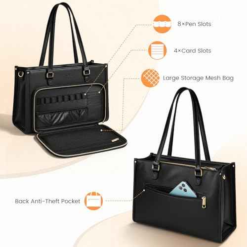 Ytonet Bible Bags for Women - Premium PU Leather Bible Tote Bag with Zippered Bible Cover Case, Elegant Church Bag with Cross Zipper Design for Bible Study Supplies, Christian Christmas Gift, Black