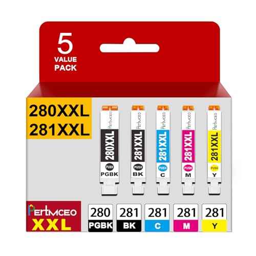 TR8622a Ink Cartridges PGI-280XXL CLI-281XXL 280 281 Compatible Ink Cartridge Replacement for Canon 280 281 Ink to use with PIXMA TR8622a TR8620a TR8622 TR8620 TR8600 TS9500 TS6300 Printer (5 Pack)