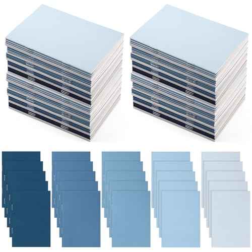 Eaasty 100 Pcs Mini Notebooks Bulk Small Pocket Notepads Journals Lined Paper Gradual Color Cover Paper for Nurse Teacher Meetings Classroom Coworker Employee Office Christmas Party Favor (Blue)