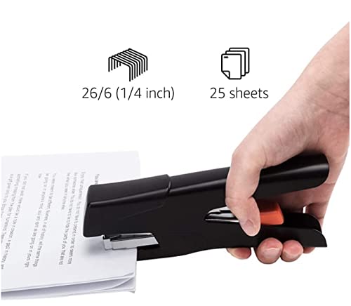 Heavy Duty Handheld Stapler for 25 Sheets - Effortless Plier Stapler, Black