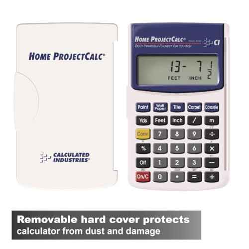 Calculated Industries 8510 Home ProjectCalc Do-It-Yourselfers Feet-Inch-Fraction Project Calculator | Dedicated Keys for Estimating Material Quantities and Costs for Home Handymen and DIYs , White Small