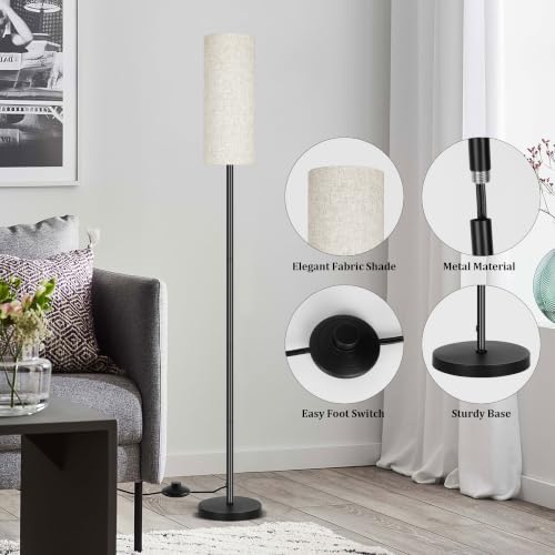 PARTPHONER Beige Floor Lamp for Living Room & Bedroom - Minimalist Stand with Foot Switch