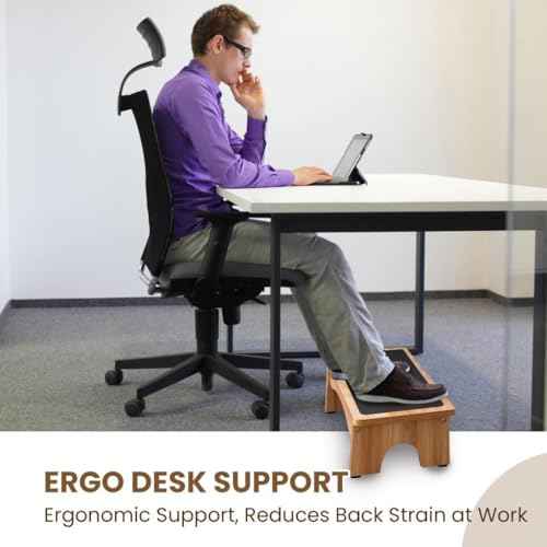 StrongTek Adjustable Foot Rest for Under Desk, 3-Level Adjust Incline, 7" Step Stool for Kids Adults, Ergonomic Foot Stool Relieves Swelling, One Step Stool with Non-Slip Surface for Home and Office