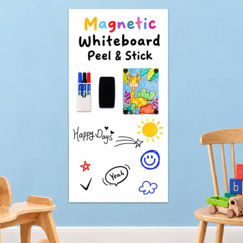 39" x 17.7" Self-Adhesive Whiteboard Sticker with Magnetic Wall Decal for Home & Office