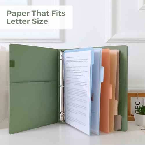 SKYDUE 3 Ring Binder with Clipboard 1 Inch, 13.2" ¡¿ 10.2" PU Clipboard Binder with Notepad & 5 Dividers with 5 Pockets, Labels, Clipboard Folder Great for School Office(Fit Letter Sized Paper)