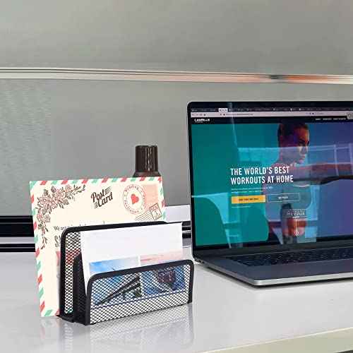 wishacc Desk Mail Organizer Small File Holders Letter Metal Mesh Document/Filing/Folders/Paper Organizer for Desktop