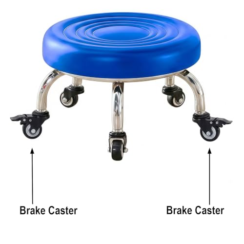 Xnverom Blue Low Rolling Stool with 9-Inch Height – Kids Room, Closet & Household Chores Seat (1 count)