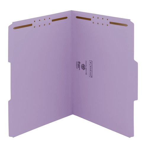 Smead Fastener File Folder, 2 Fasteners, Reinforced 1/3-Cut Tab, Letter Size, Lavender, 50 per Box (12440)
