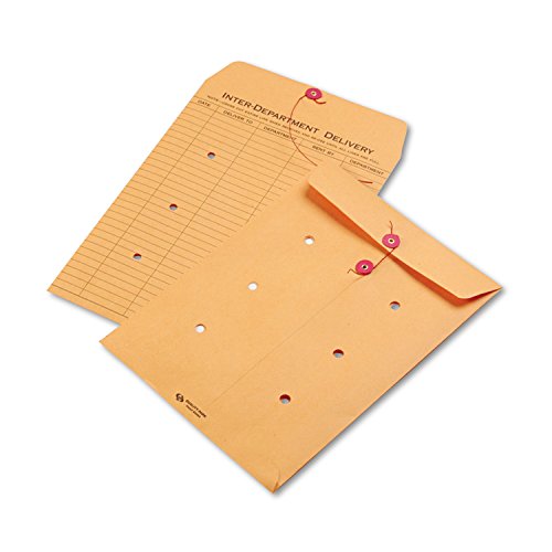 9x12 Kraft Interoffice Envelope with String & Button Closure - Heavy Duty Tear-Resistant