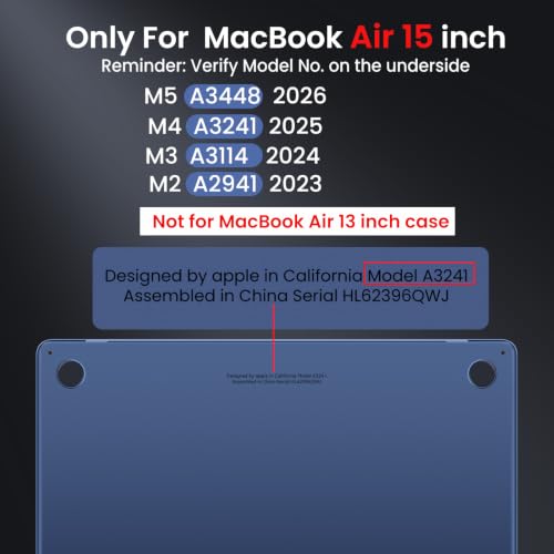 BlueSwan Midnight Clear MacBook Air 15-inch Case for M2-M5 2022-2026 - Slim Protective Cover