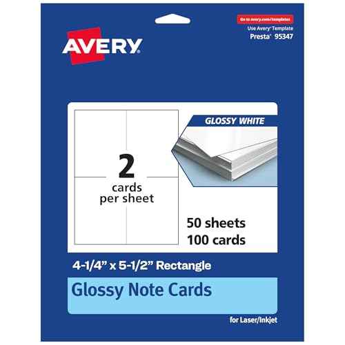 Avery Printable Rectangle Note Cards, 4.25" x 5.5", Glossy White Cardstock, Laser/Inkjet, 100 Total, Great for Thank You Cards, Event Invitations, and More