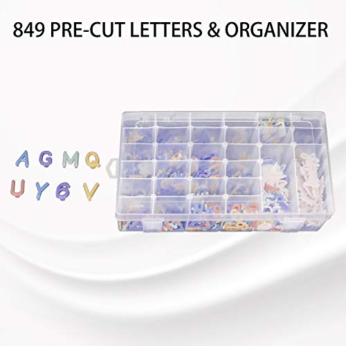 Garsum Choice C Pre-Cut Letter Board Letters Set with Sorting Tray - 849 Pieces in 5 Colors