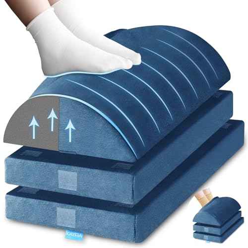 XXL(20in) Foot Rest for Under Desk at Work with 3 Adjustable Heights, Foot Stool with Bamboo Charcoal Foam, Feet Warm Pocket Footrest for Office Gaming Chair, for Leg Support -Blue