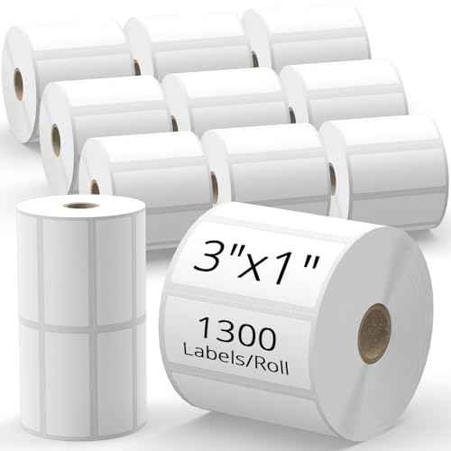 3" x 1" Direct Thermal Shipping Labels ? White Self-Adhesive Compatible with Zebra, Rollo, MUNBYN Thermal Printers | Address Labels, Barcodes, FNSKU | 12 Rolls (1300/Roll) ? Total 15600 Labels
