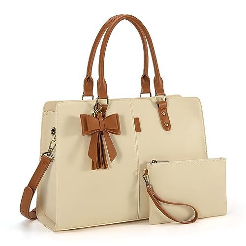 ECOSUSI Laptop Tote Bag Laptop Bag 15.6 inch Work Shoulder Briefcase Computer Messenger with Clutch Satchel Handbag 2 PCS Set