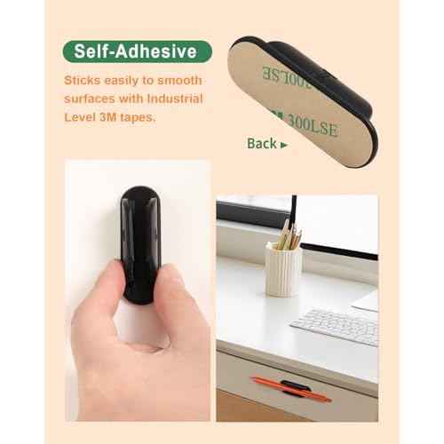 Adhesive Pencil Holders for Desk Set of 10 - Silicone Pen Holder with 15 PCS Upgraded Adhesive Pads - Flexible Pencil Holder for Walls Clipboards, Office Essentials Accessories Teacher Supplies