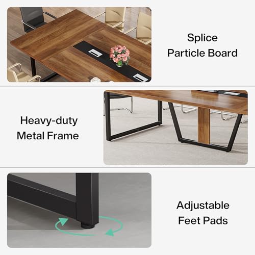 Tribesigns 8ft Conference Table - Light Red Maple, Seats 10, Business Style Office Furniture