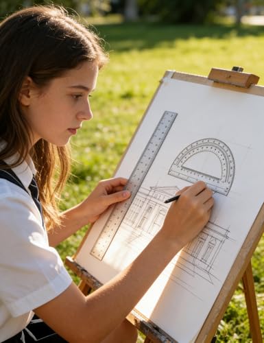 6-Piece Geometry Set with Compass, Protractor, Rulers for Students & Teachers