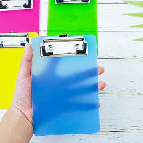 4x6in Mini Clipboards, 6 Pack Plastic Small Clipboards, A6 Letter Size Mini Clipboard with Retaining Clips, Memo Size Notepads Pocket Clipboard, Colorful Clip Boards for Classroom Restaurants Office