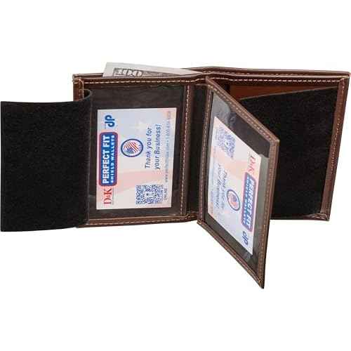 Perfect Fit Shield Wallets Brown Leather Bifold Badge Wallet for US Customs Border Patrol Badge and ID Case (Cutout PF-587)