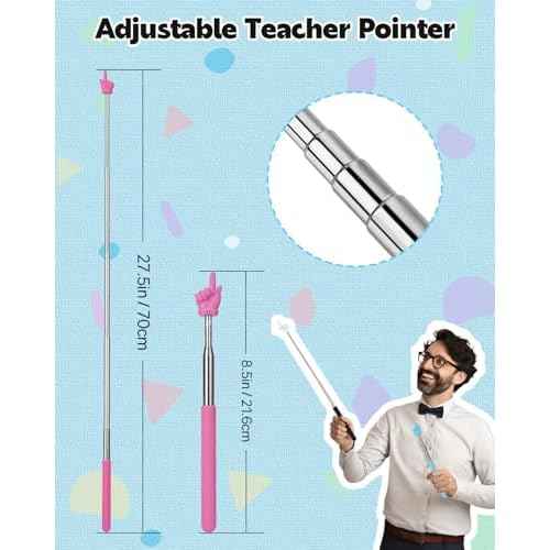 Extendable Finger Pointer Stick, School Collapsible Telescoping Long Hand Pointing Stick, Classroom Must Have Supplies Essentials, Black
