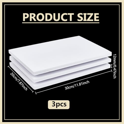 BENECREAT 3-Pack 12x8 Inch White Foam Boards 1/2 Inch Thickness for Signage & Crafting