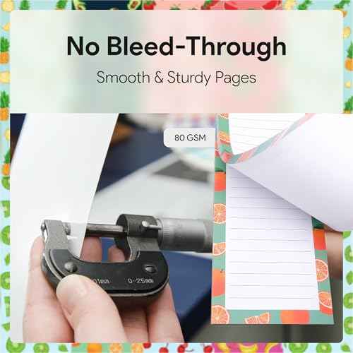 8 Magnetic Notepads ? Notepads for Grocery List, Shopping List, To-Do List, Reminders -Strong Magnetic Back- Memo Notepad with Realistic Fruit Designs | 25 Sheets per Pad 7.5 x 3.5 inch (8 Pack)
