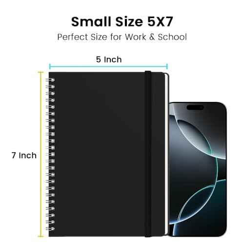 Spiral Journal Notebook - 2 Pack Small Size, Lined Journals for Writing, Journaling, Note Pad, Diary, Work & School, Men & Women (Black, 5x7)
