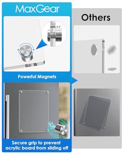 MaxGear 12x8 Inch Acrylic Magnetic Whiteboard for Fridge - Dry Erase Board & Organizer