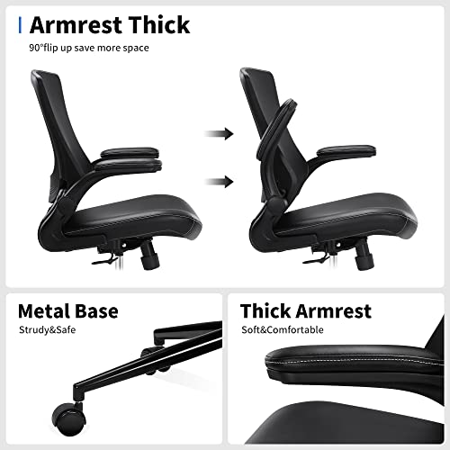 Misolant Black Tall Office Chair for Standing Desk with Footrest, PU Leather Reclining Drafting Chair, Adjustable Lumbar Support