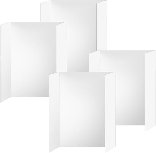 Trifold Poster Board by Regine Switzerland - 26x17 Inches White Corrugated Display Boards | 4-Pack for School & Business Projects