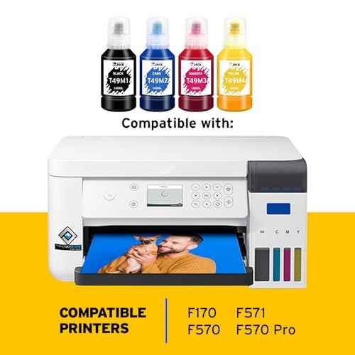 Printers Jack T49M Sublimation Ink for F170 F570 Sublimation Printer(T49M1 T49M2 T49M3 T49M4 ICC-Free/Autofill/Anti-UV) 560ML Sublimation Ink