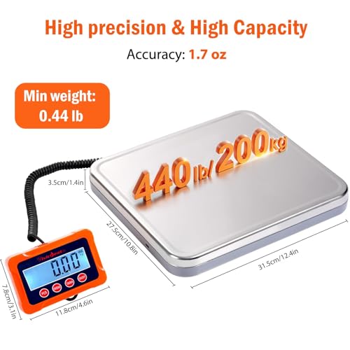 Vivicreate Digital Shipping Scale 440 lb Stainless Steel Postal Weighing Machine