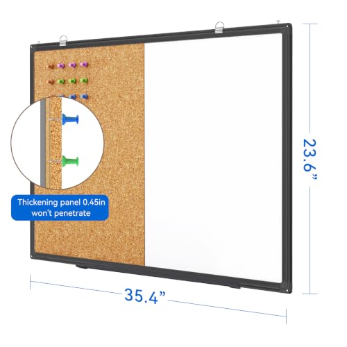 Maxtek Wall-Mounted Whiteboard & Cork Board Combo 24 x 18 inches