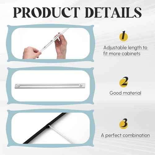 12 Pcs Metal Adjustable File Cabinet Rails Set Include 8 Hanging File Rail Clips 4 Cabinet Dividers Bars Suitable for Cabinets with Drawer Thickness Less Than 1/8 Inch(Silver,10-18 Inch)