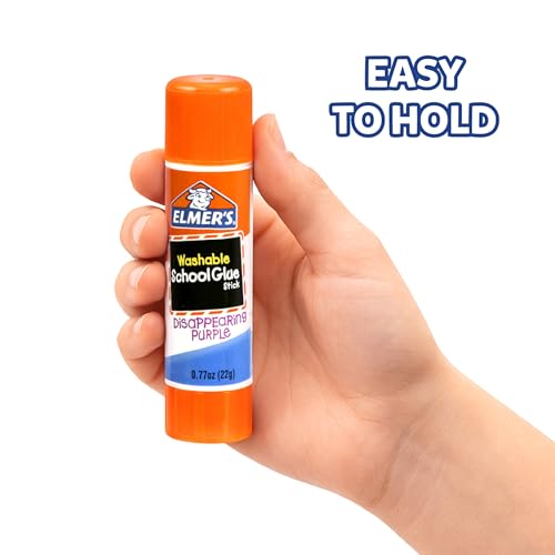 Elmer's Disappearing Purple School Glue Sticks Pack of 3, Washable, 22g – Ideal for Kids & Classroom Projects
