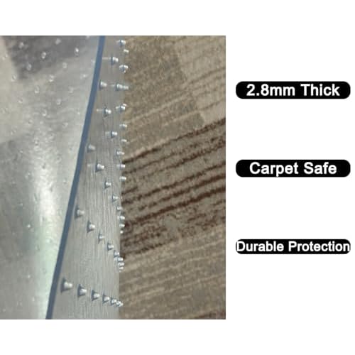 Heavy-Duty Office Chair Mat for Carpet, 46"x60" with Lip, Clear Carpet Floor Protector for Low to Medium Pile Carpets, Smooth-Glide Desk Mat