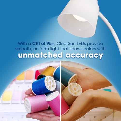 OttLite Clarify LED Desk Lamp with 4 Brightness Settings ? Touch Activated Controls, Modern White Design, ClearSun LED Lighting, Flexible Neck, for Work, Study, Reading, Crafting