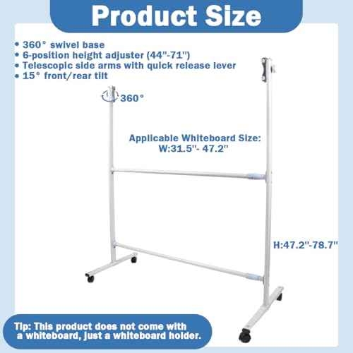 White Board Stand,Adjustable Whiteboard Easel Stand,360¡Æ Rolling Whiteboard Stand,Assembled White Board with Wheels Stand,Suitable for School Home Restaurant Office Auditorium