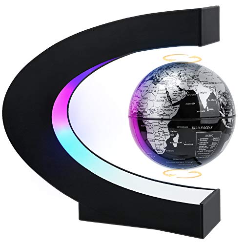 MOKOQI Black Magnetic Levitating Globe with LED Light – Spinning Desk Decor Gift